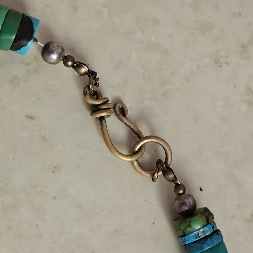 Vintage Turquoise Heishi Beaded Necklace Navajo Style - Picture 12 of 13
